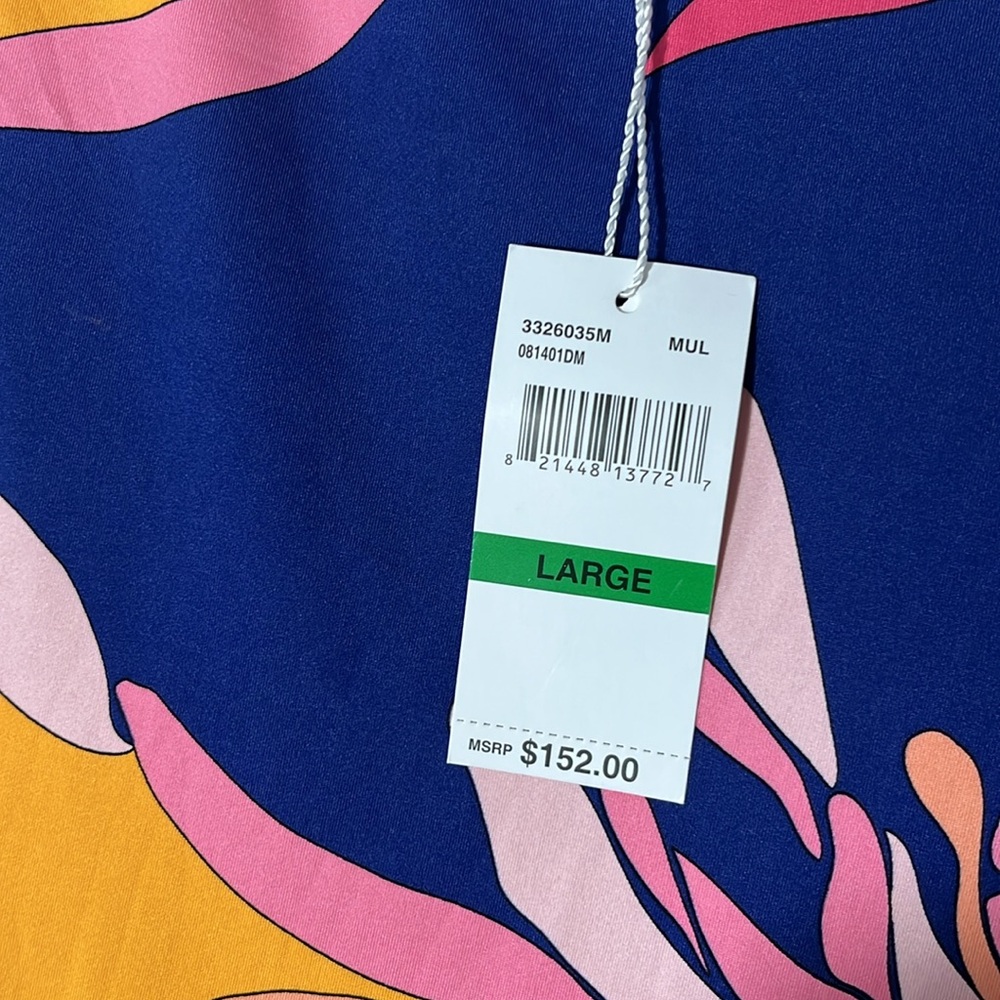 Trina Turk Breeze NWT floral bathing suit cover up wide 3/4 sleeve pink purple L - Picture 5 of 12